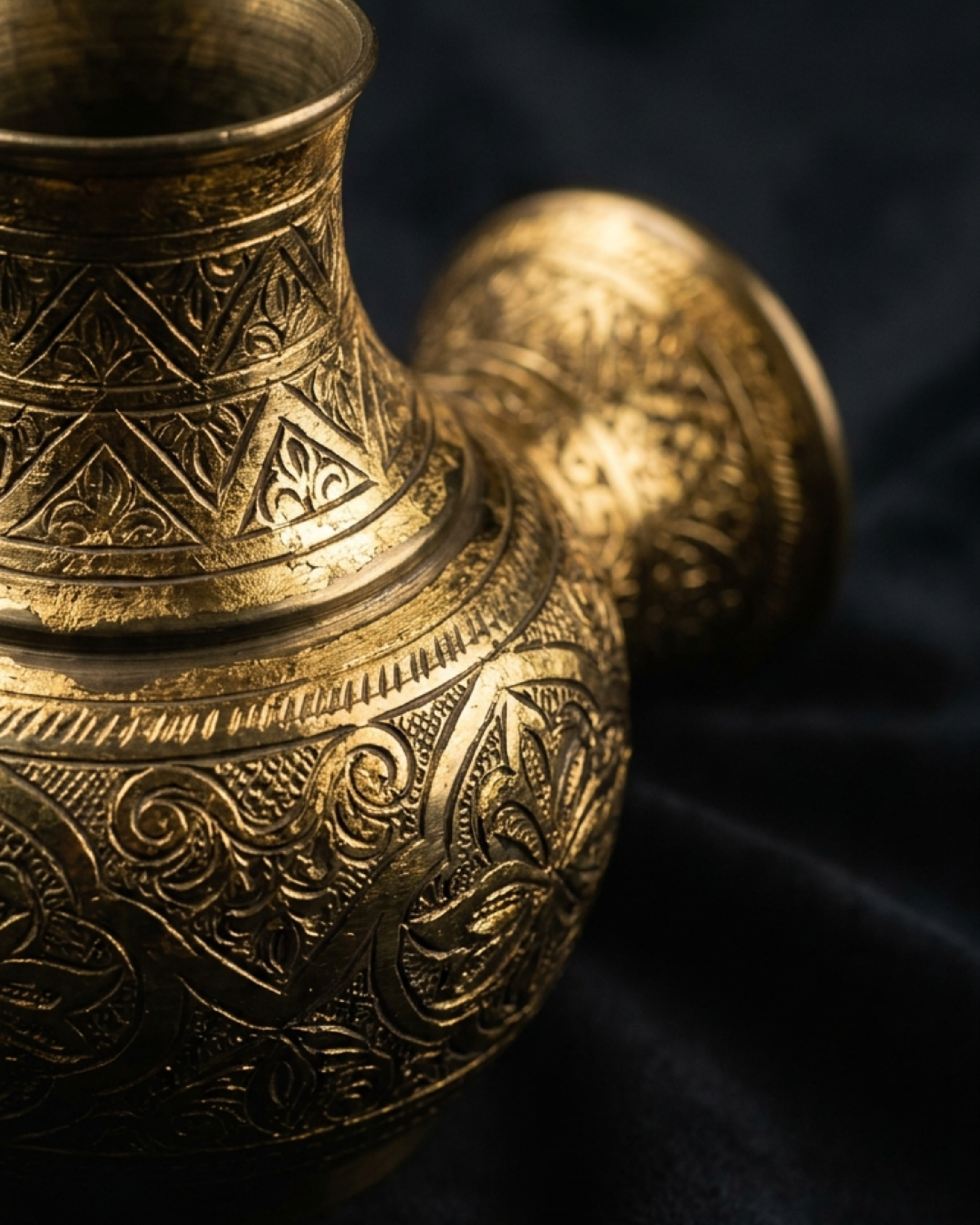 Vase artisanal méditerranéen en métal doré